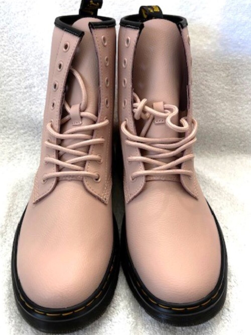 Pale Pink premium leather Doc Martens Zavala lace up booties NWOT Size 9